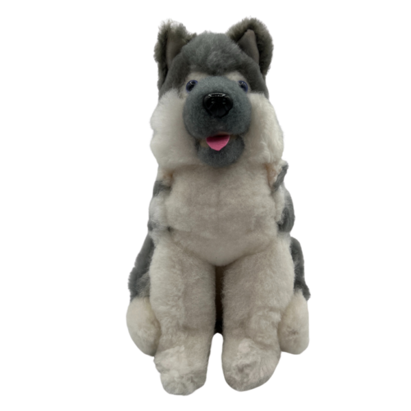 Baby Alpaca Stuffed Dog in Grey and White