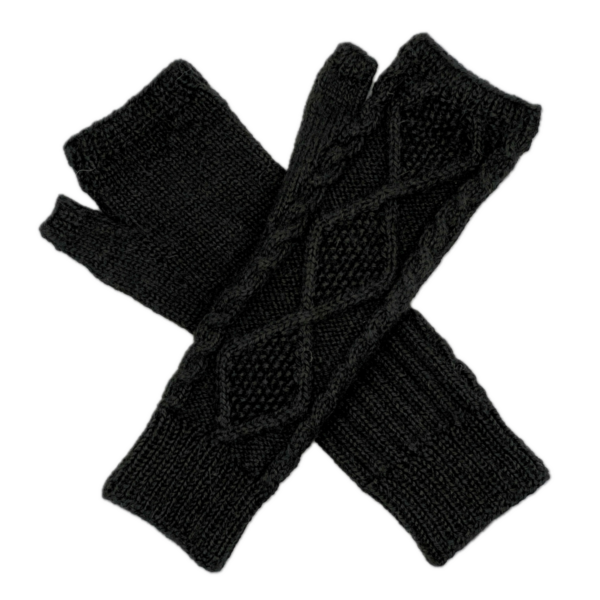 Black Fingerless Alpaca Gloves