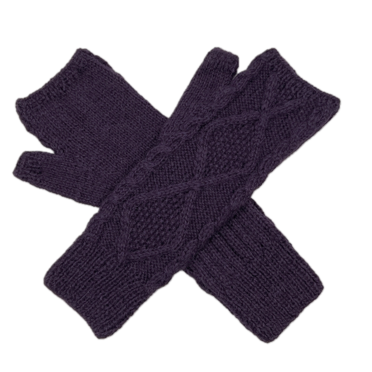 Purple Fingerless Alpaca Gloves