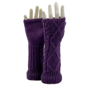 Women's Handmade Fingerless Alpaca Gloves in Purple