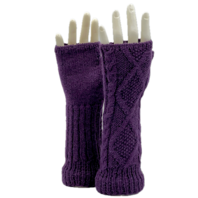 Women's Handmade Fingerless Alpaca Gloves in Purple