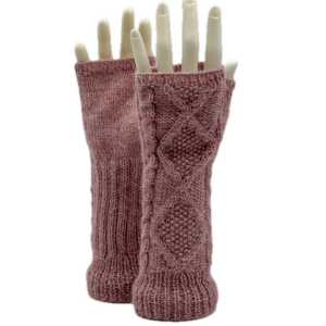 Women's Handmade Fingerless Alpaca Gloves in Pink