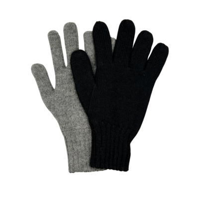 Women's Reversible Heavyweight Alpaca Gloves in Black and Grey Melange