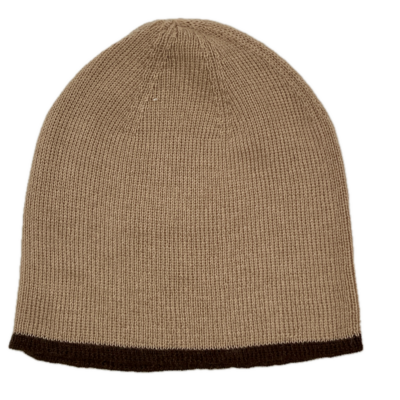 Lightweight Baby Alpaca Beanie in Light Fawn and Brown