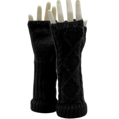 Women's Handmade Fingerless Alpaca Gloves in Black