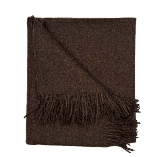 100% Baby Alpaca Throw in Dark Brown