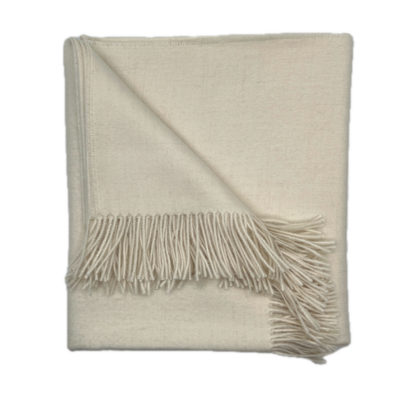 100% Baby Alpaca Throw in White