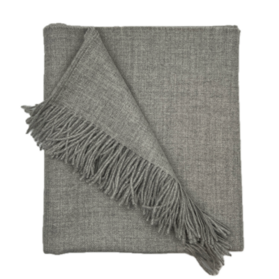 100% Royal Alpaca Throw in Light Silver Grey