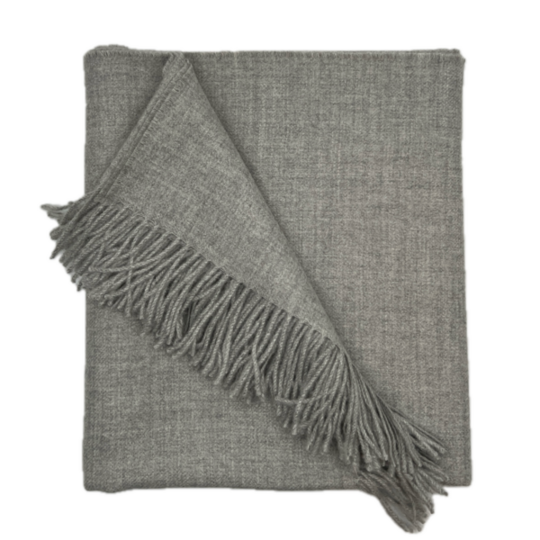 100% Royal Alpaca Throw in Light Silver Grey