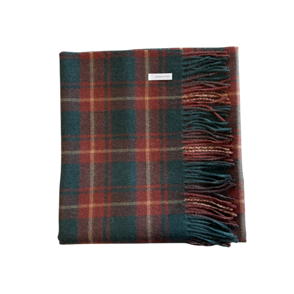 Unisex 100% Baby Alpaca Scarf in Plaid Brown and Black