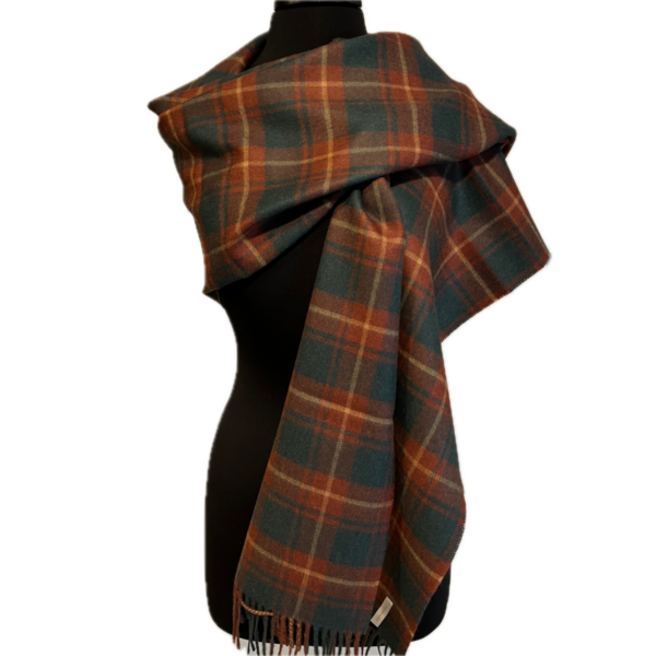 Baby Alpaca Scarf in Plaid Brown and Black