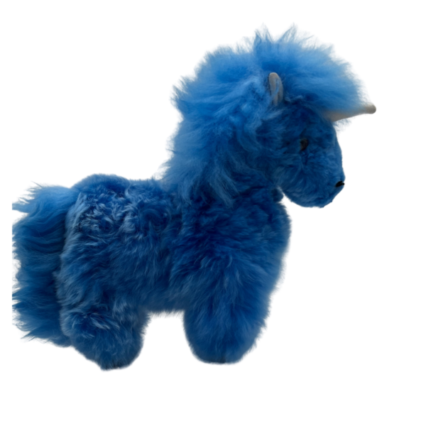 Stuffed Unicorn Made From Alpaca Fiber in Blue