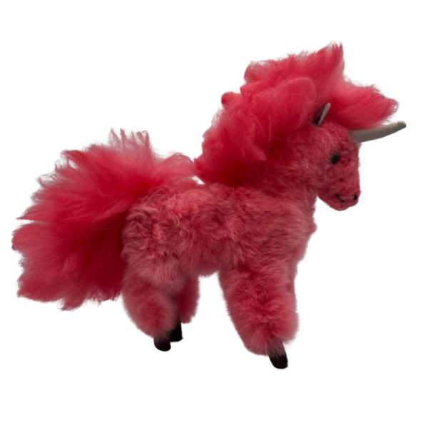 Stuffed Unicorn Made From Alpaca Fiber in Pink