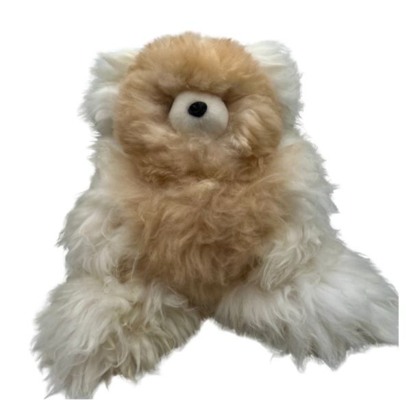 Alpaca Fur Teddy Bear in Fawn and White