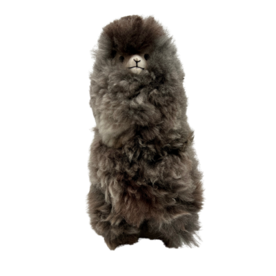 Stuffed Grey Alpaca in Real Fur