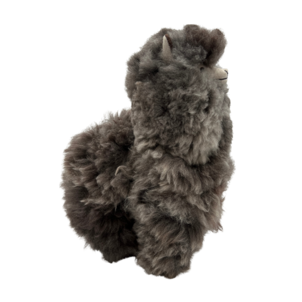 Stuffed Grey Alpaca in Real Fur - Profile