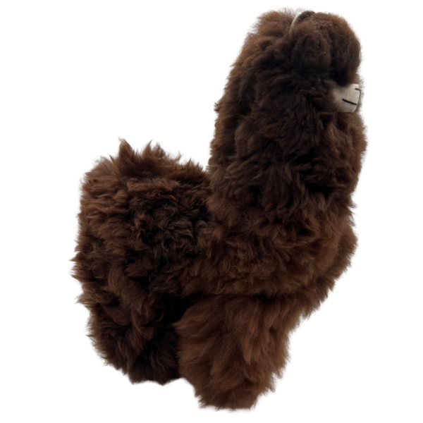 Stuffed Real Fur Alpaca in Darek Brown Side View