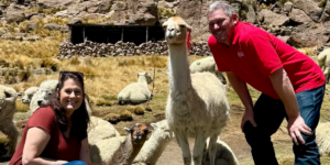 Jason and Rebecca With Llamas in Peru