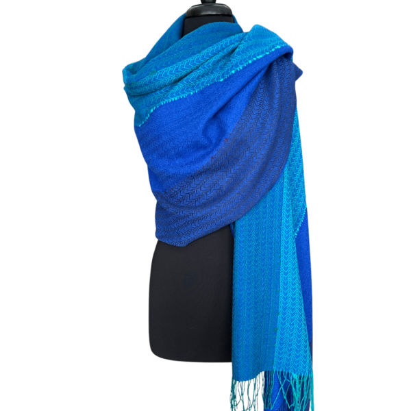 Aqua Alpaca and Silk Shawl