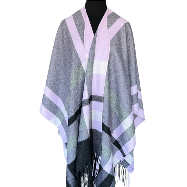 Pink and Black Alpaca Ruana