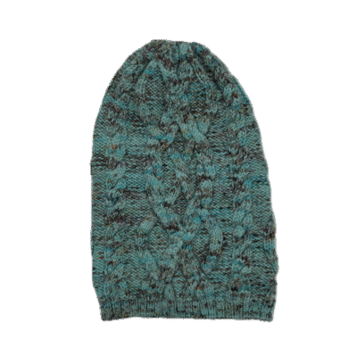Ladies Cable Knit Alpaca:Merino Hat in Blue Melange