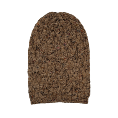 Ladies Cable Knit Alpaca:Merino Hat in Brown Melange