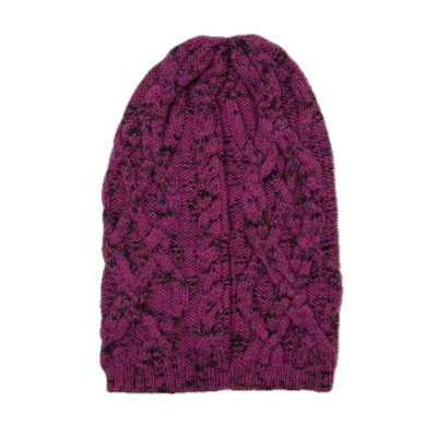 Ladies Cable Knit Alpaca:Merino Hat in Pink Melange