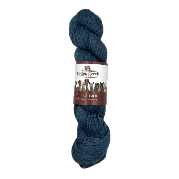 Baby Alpaca DK Yarn in Hand-dyed Blue - Label