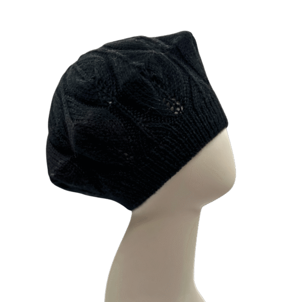 Handmade 100% Alpaca Beret Hat in Black - Image 2
