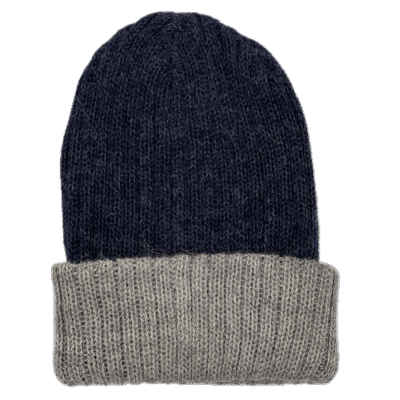 Blue and Grey Reversible Alpaca Hat