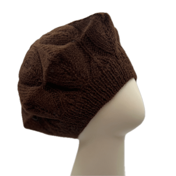 Handmade 100% Alpaca Beret Hat in Brown - Image 2