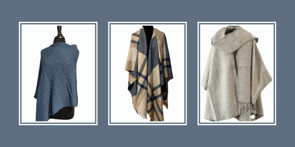 Collage of Poncho Ruana Cape
