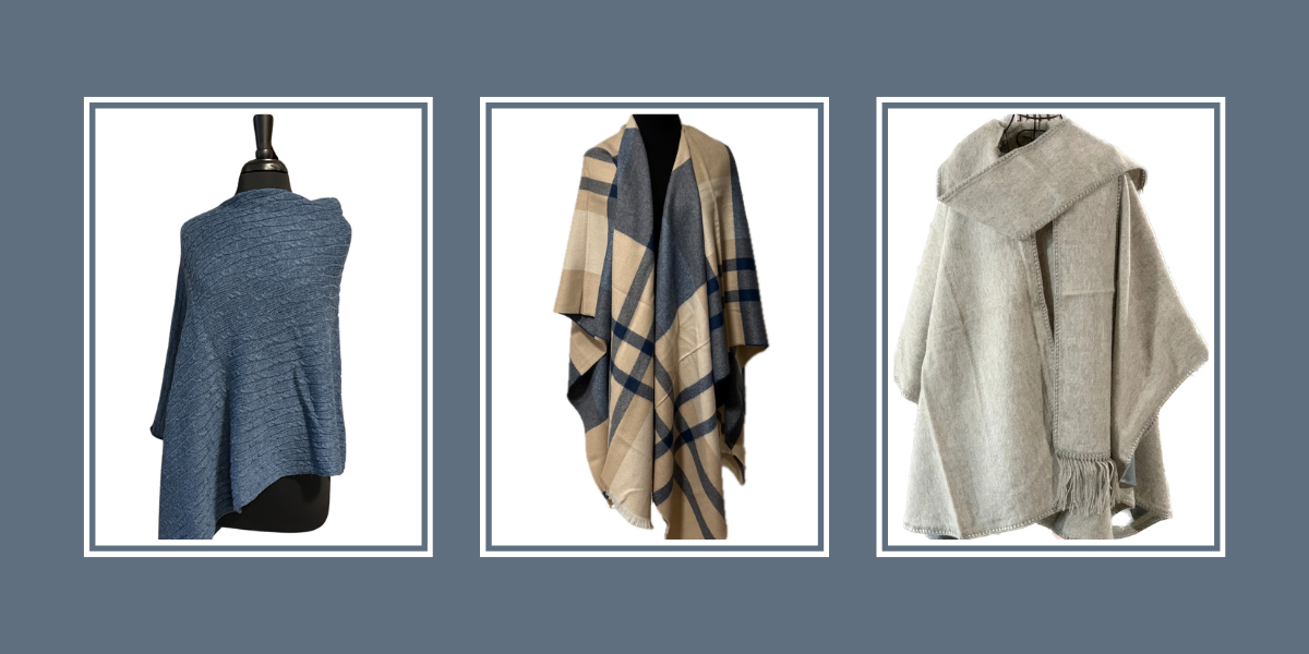 Collage of Poncho Ruana Cape