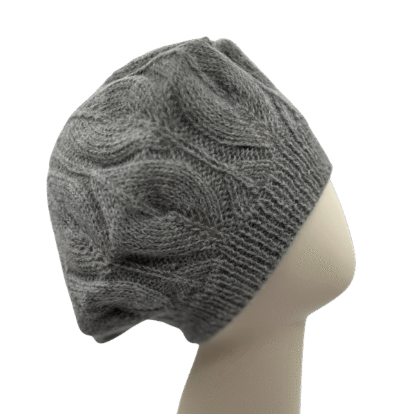 Grey Alpaca Beret on Head