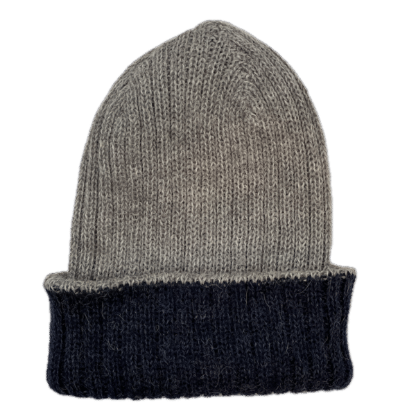 Grey and Blue Reversible Alpaca Hat