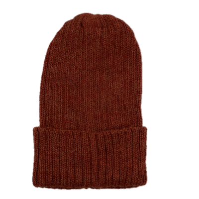 Knit Alpaca Wool Hat in Orange Melange