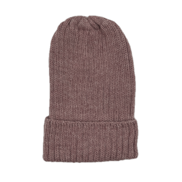 Midweight Superfine Knit Alpaca Wool Hat in Pink Melange