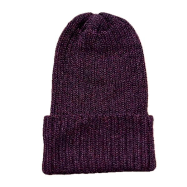 Midweight Superfine Knit Alpaca Wool Hat in Purple Melange