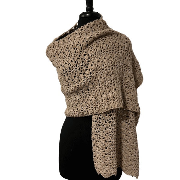Sherry Ann Handmade 100% Superfine Alpaca Shawl in Fawn