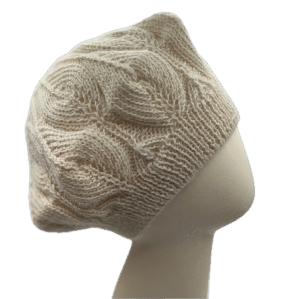 Handmade 100% Alpaca Beret Hat in White - Image 2