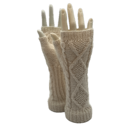 White Alpaca Fingerless Gloves