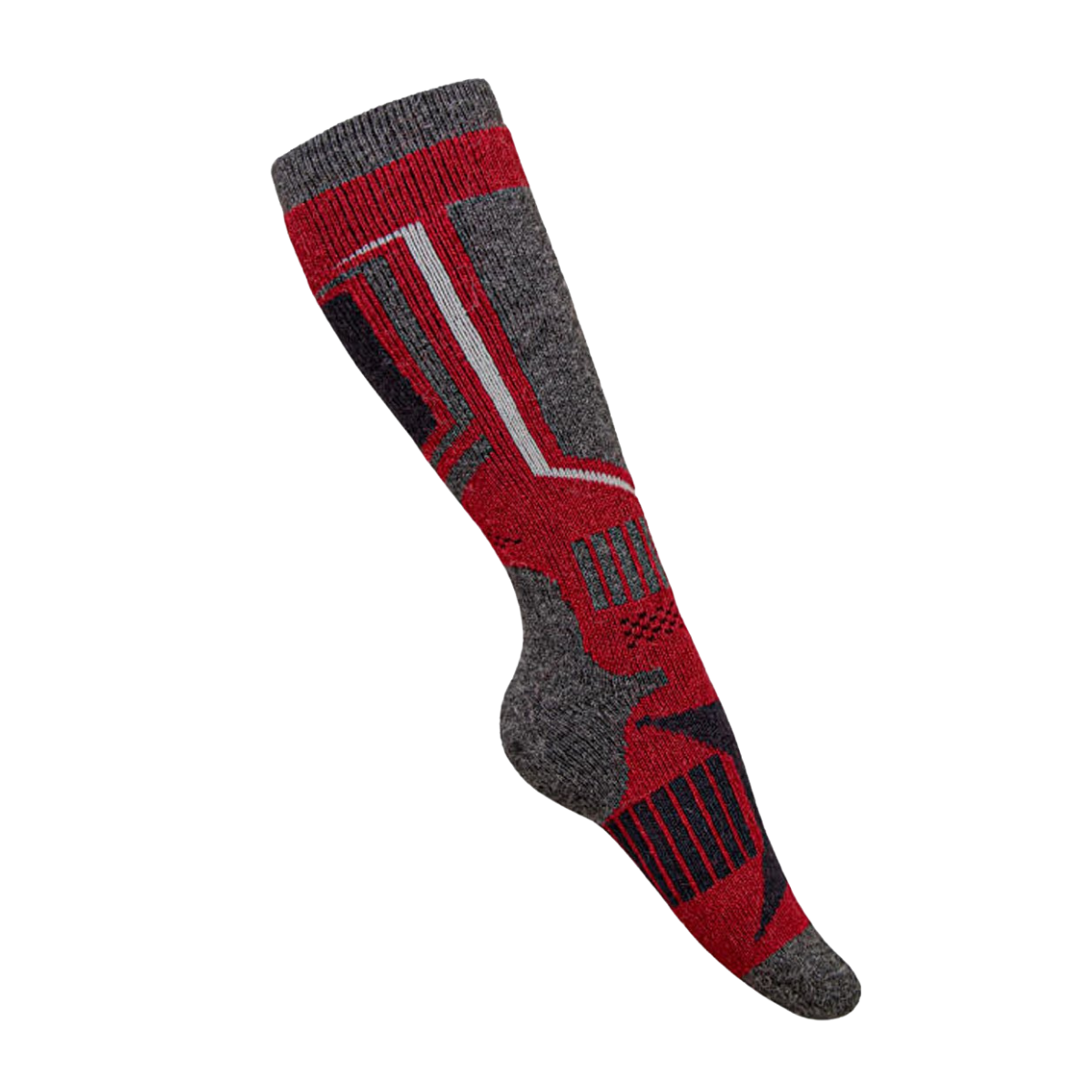 Alpaca Ski Socks in Red and Grey
