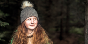Young Girl Wearing Knit Hat