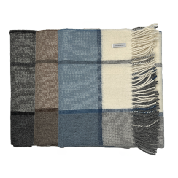 100% Baby Alpaca Throws in Plaid