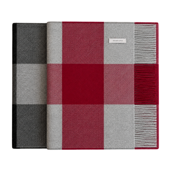 Baby Alpaca Scarves With Check Pattern
