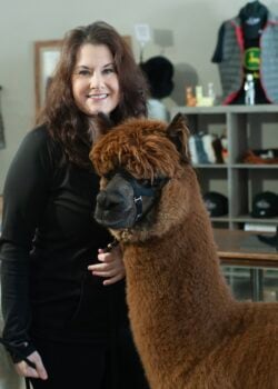 Rebecca Gill and Her Alpaca Nibbler