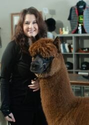 Rebecca Gill and Her Alpaca Nibbler