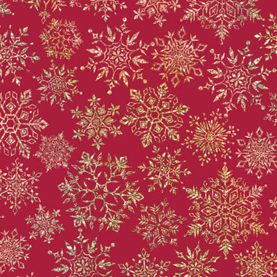 Gold Snowflakes Red Paper with Gold Snowflakes